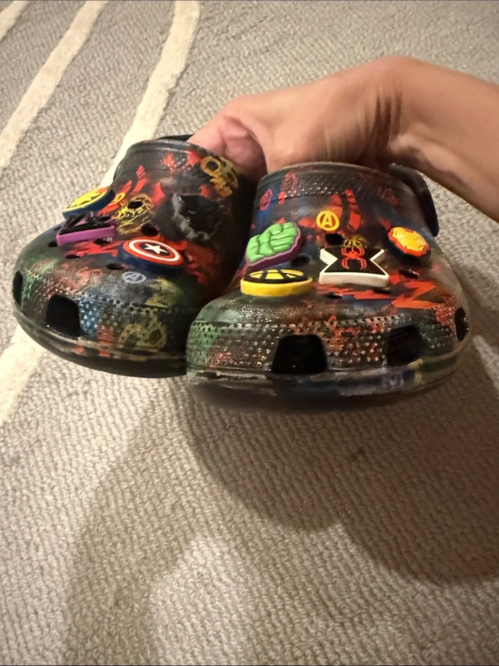 CROCS Kids Black Multi-Color Marvel Clog with Hero Jibbitz